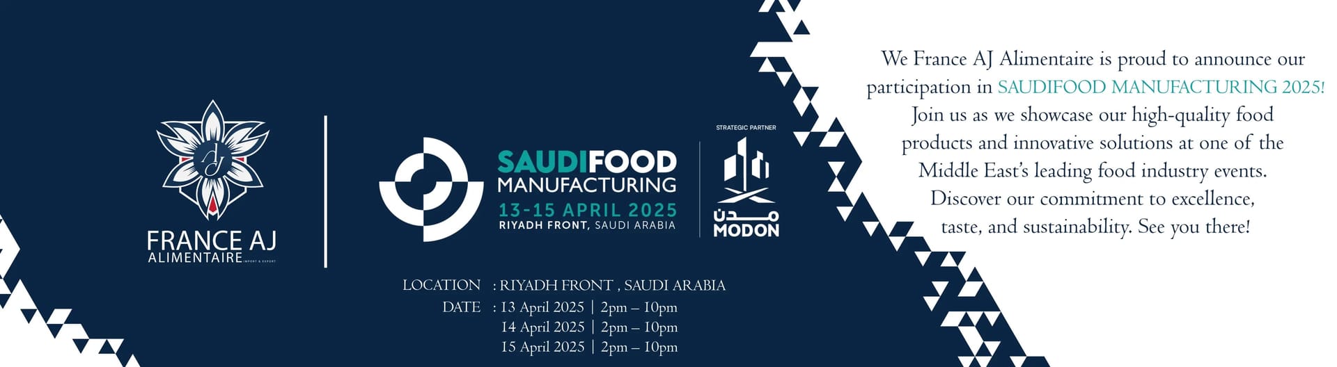 France AJ Alimentaire to Showcase at Saudi Food Manufacturing 2025 in Riyadh