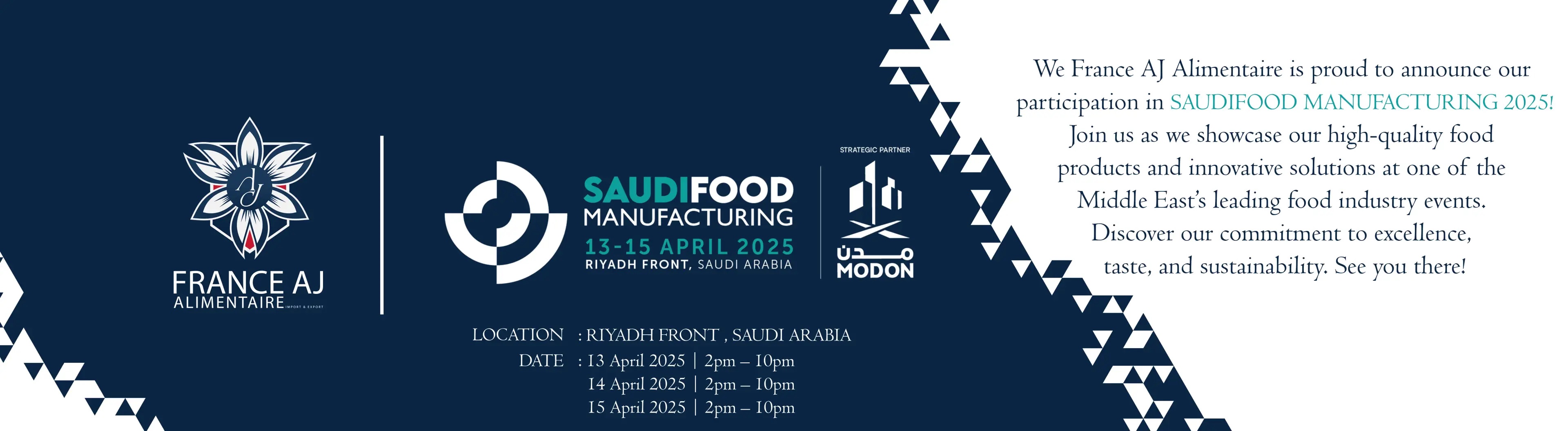 France AJ Alimentaire to Showcase at Saudi Food Manufacturing 2025 in Riyadh