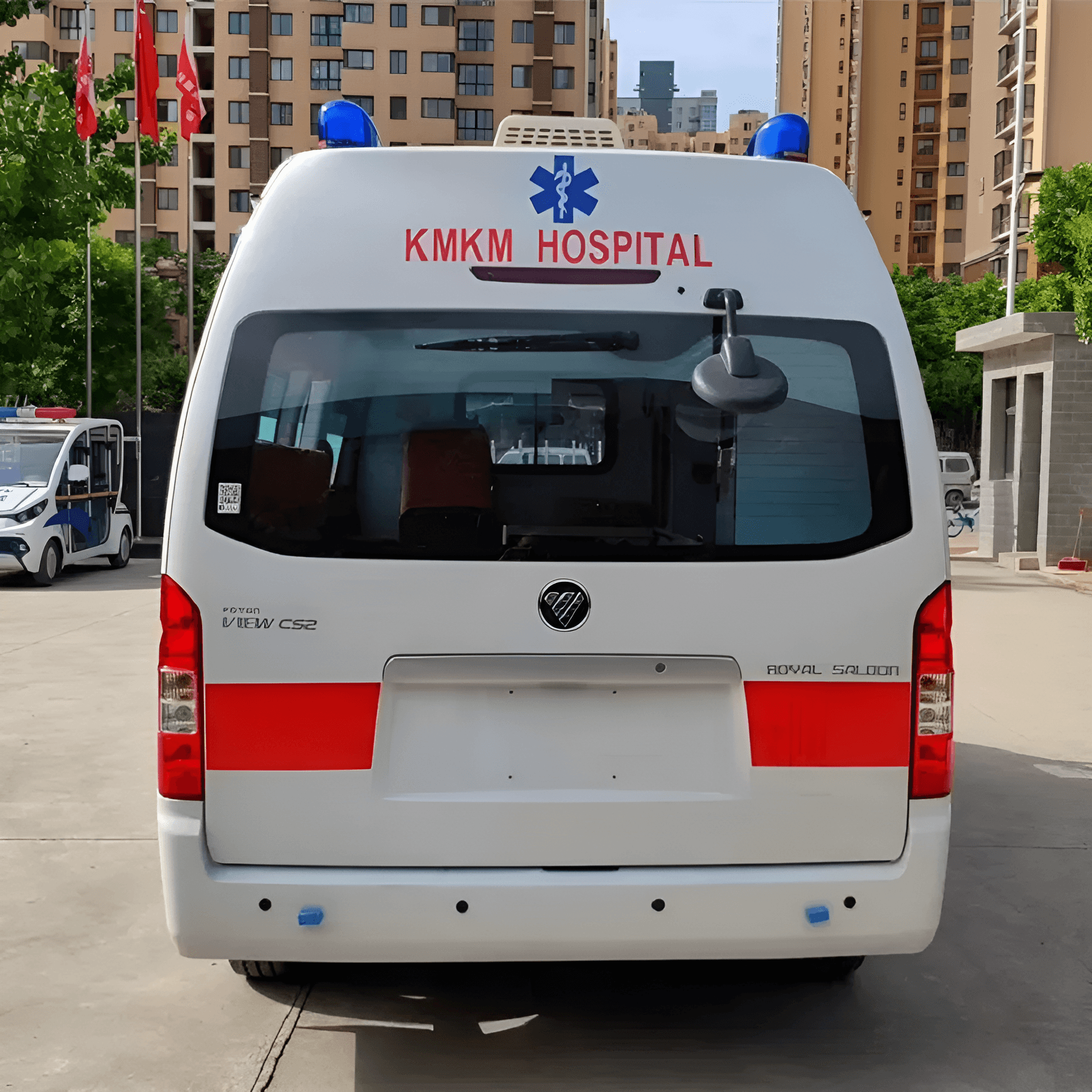 Foton G9 ambulance interior layout — stretcher platform, attendant seat, storage | France AJ Group