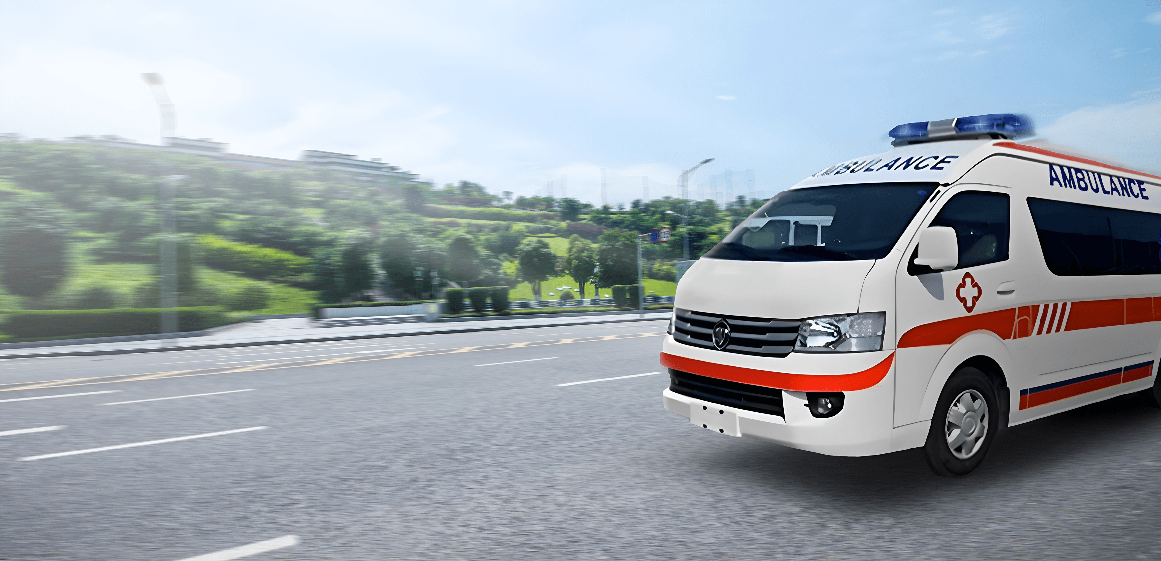 Foton G9 monitoring ambulance — medical emergency vehicle banner | France AJ Group