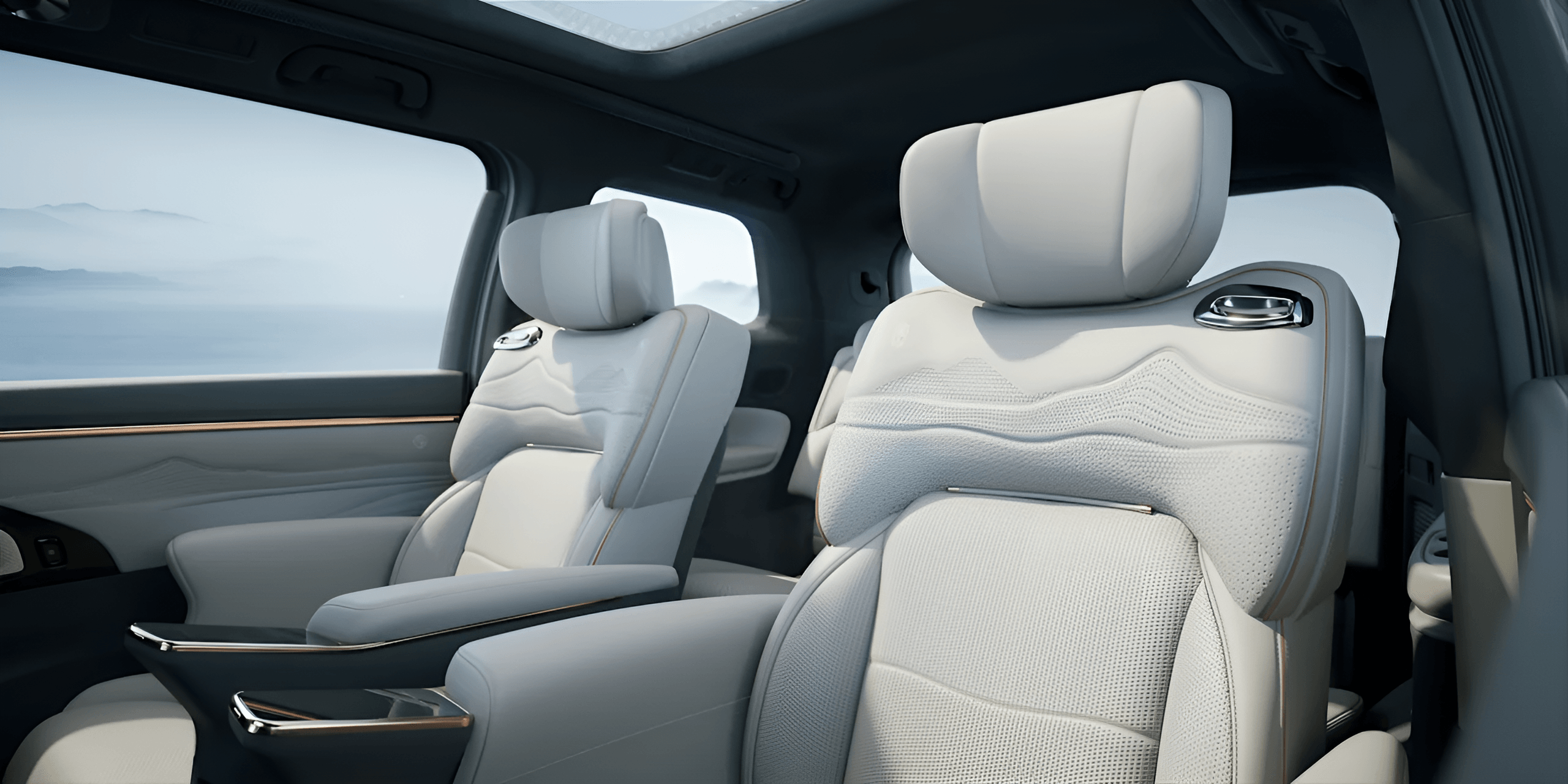 GAC M8 interior — Elegant Lavender upholstery and trim highlights