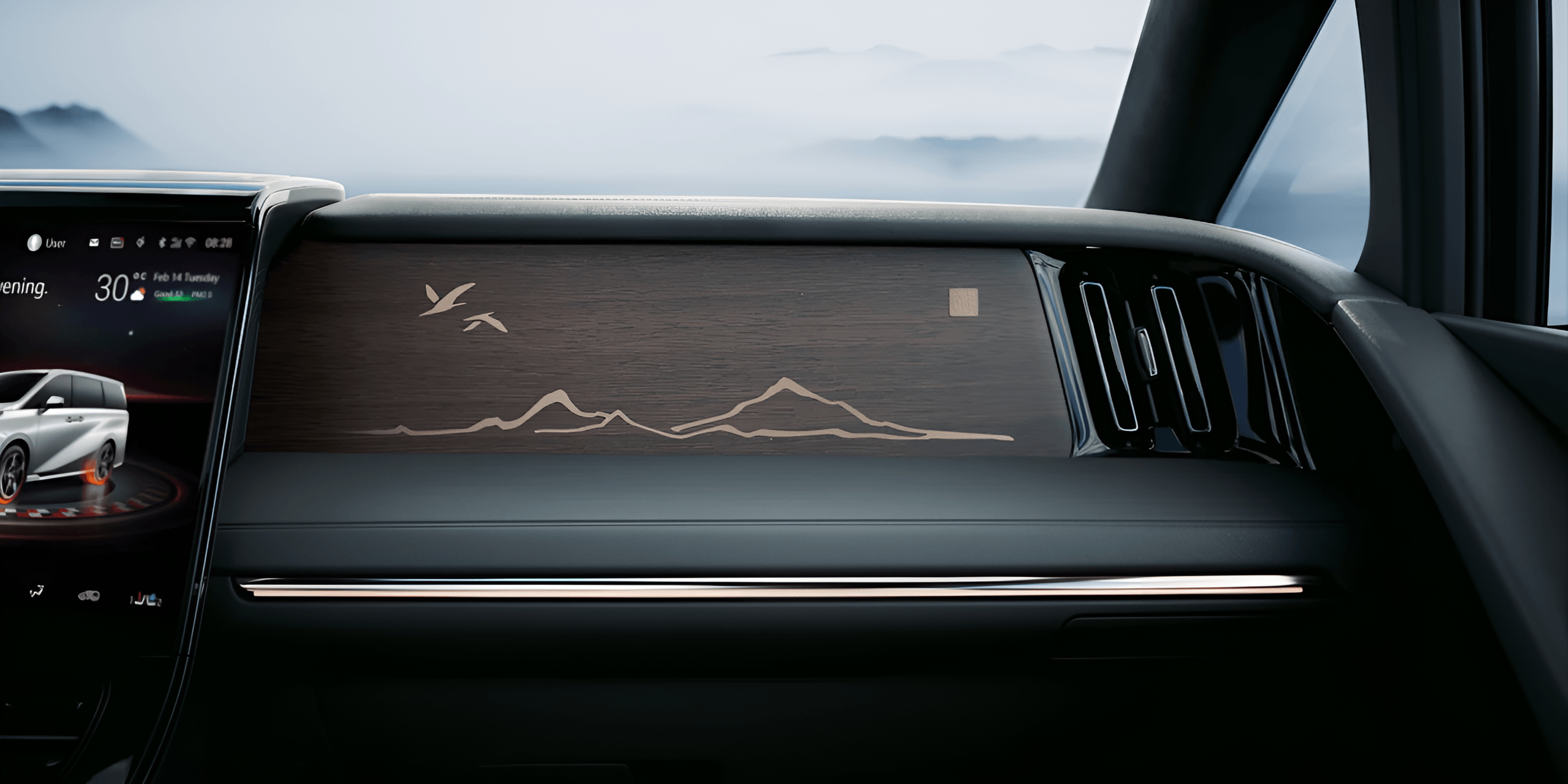 GAC M8 interior — Pink Coast theme and panoramic roof view